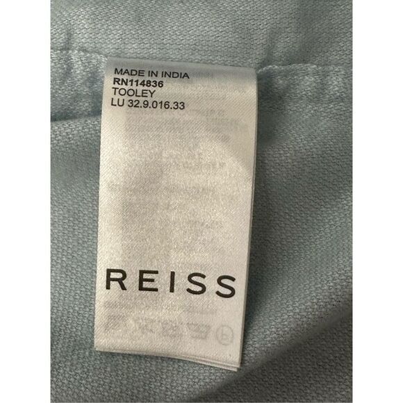 REISS Maine Light Blue  Wash Grandad Collar Shirt Sz: L - Picture 6 of 8